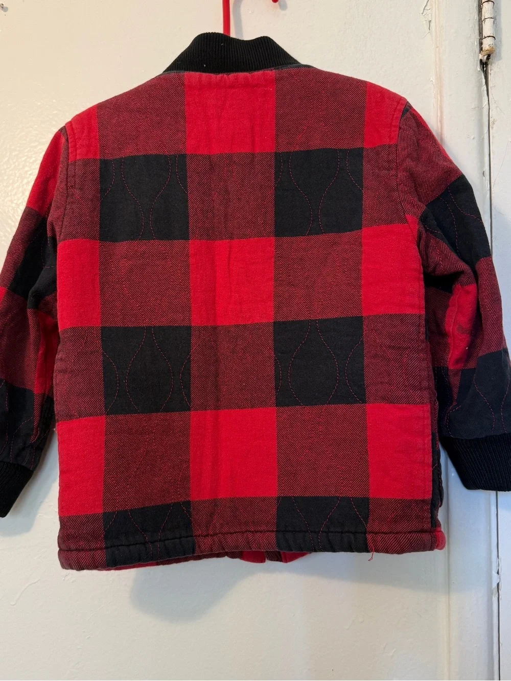 Baby GAP Toddler Red Black Buffalo Plaid Sherpa Lined Bomber Jacket 4T
